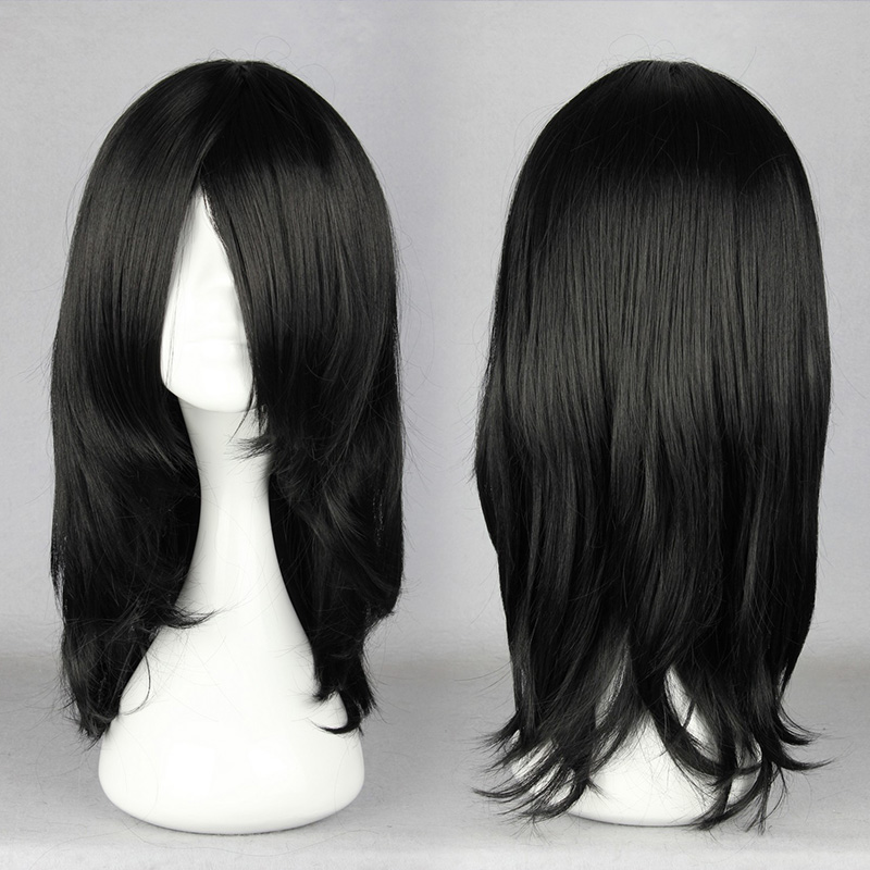 Natural Black Straight Synthetic Cosplay Wigs 18 Inches