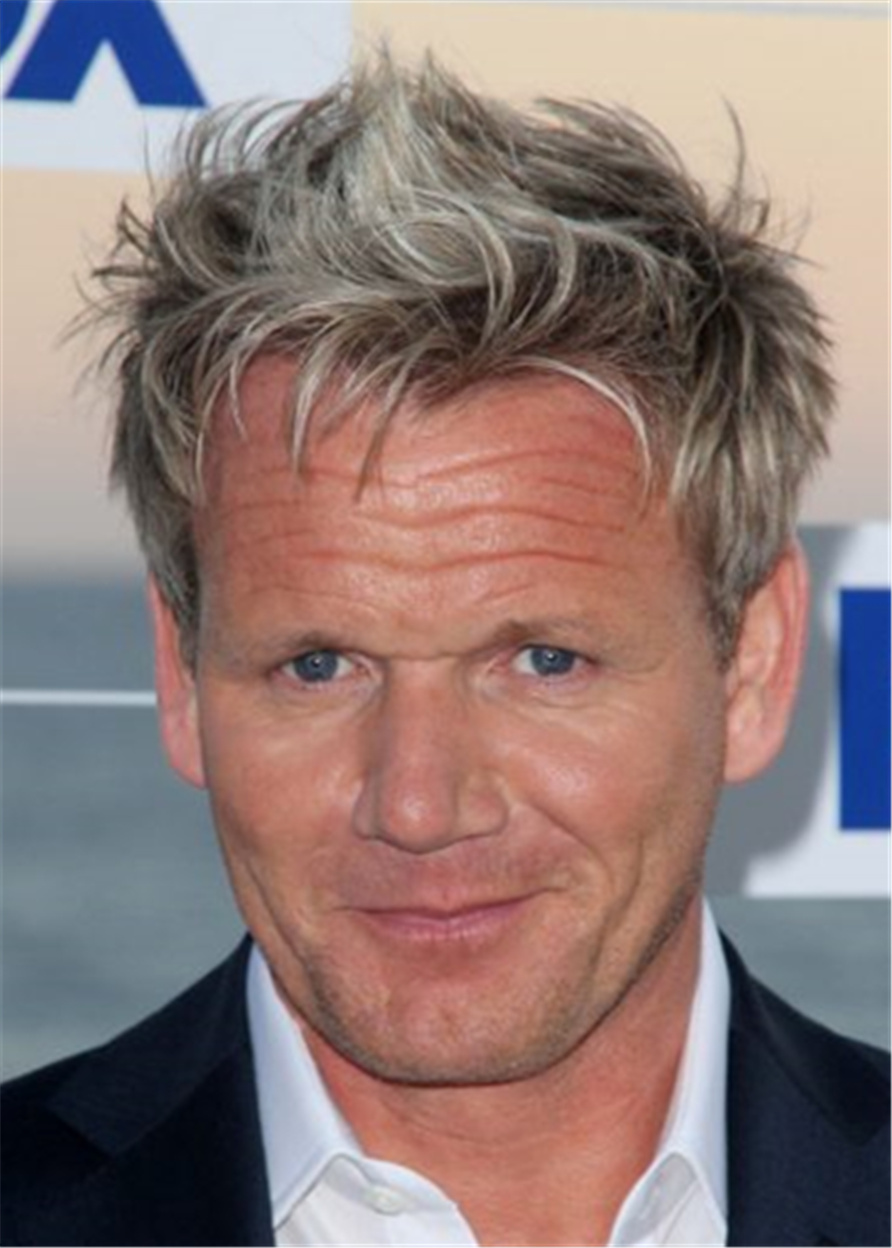Gordon Ramsay Hairstyle Human Hair Full Lace Wig For Men