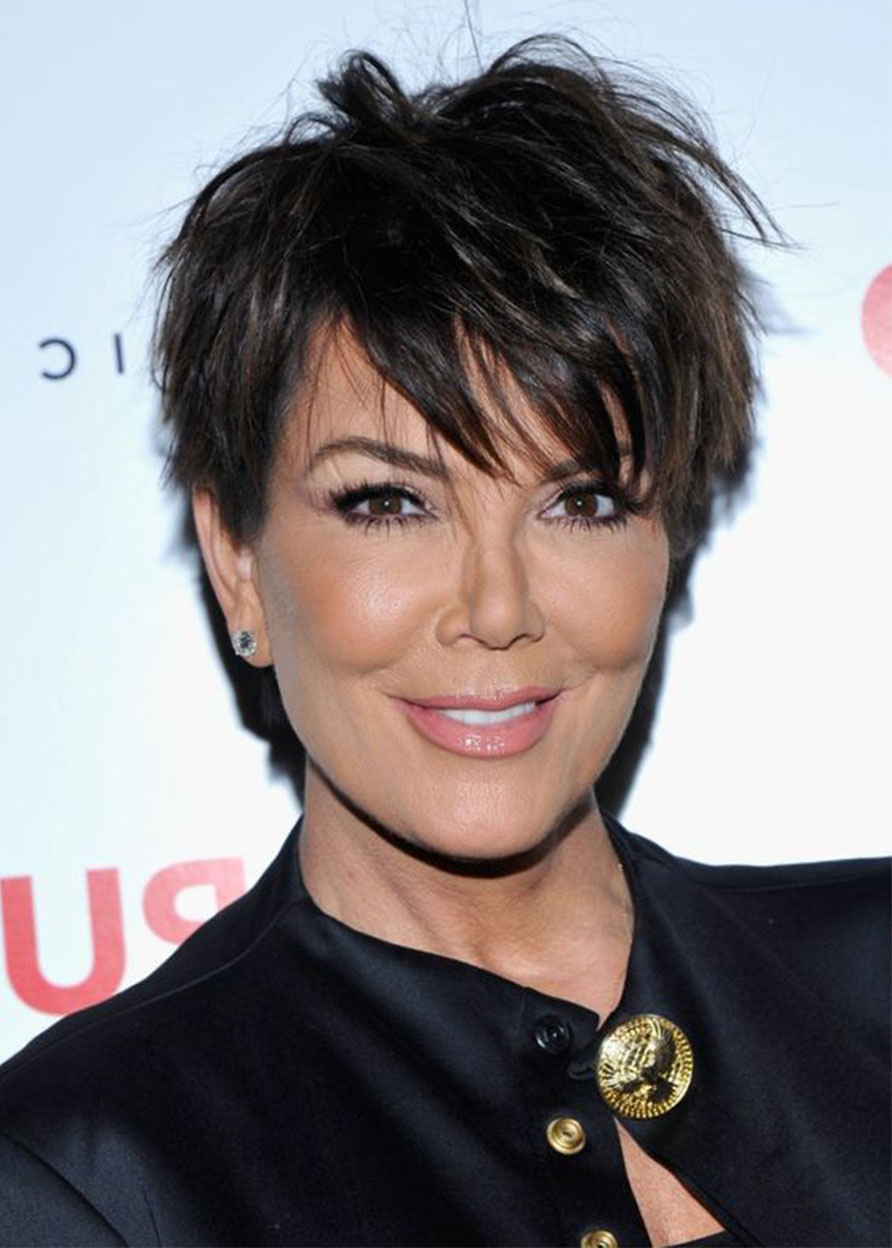 Short Pixie Cut Hairstyles Women's Straight Human Hair Wigs With Bangs Lace Front Wigs 8Inch