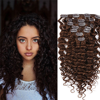 Hot Sale Curly Human Hair 7 PCS Clip In Hair Extensions