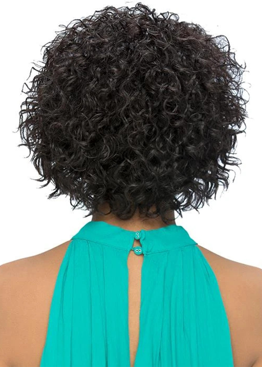 Short Layered Spiral Curl Cut Hairstyle Women's Curly Human Hair Capless Wigs 12Inch