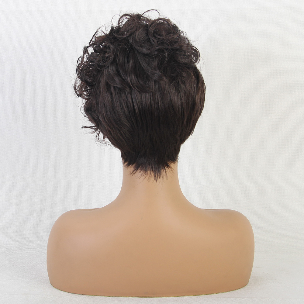 African American Wigs Boy Cut Synthetic Hair Women Wig 8 Inches