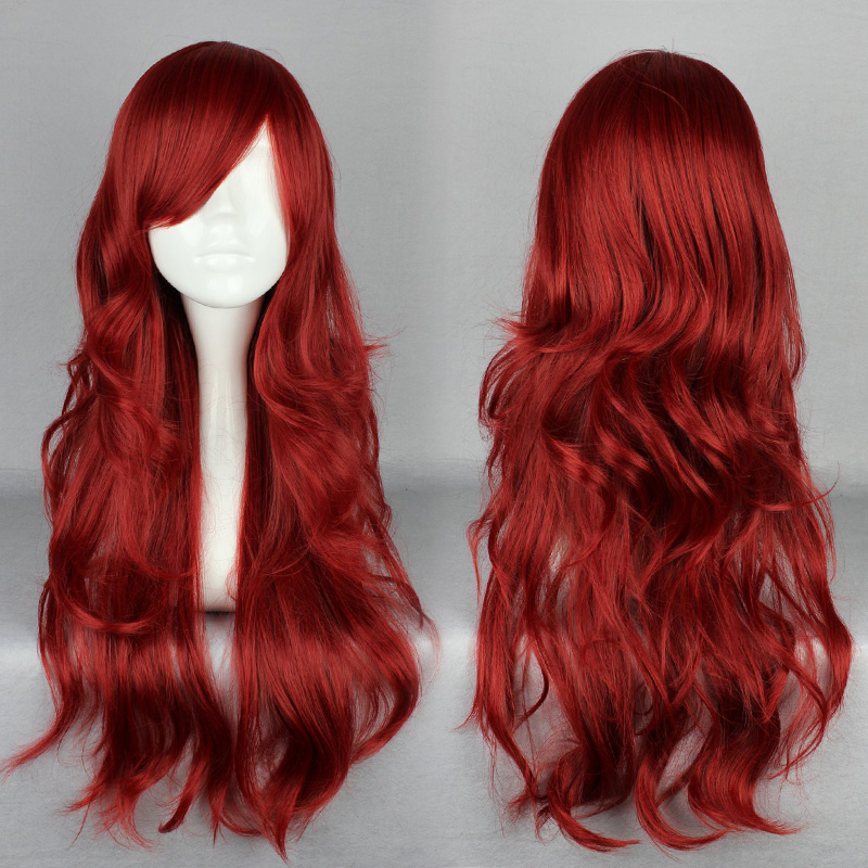 Japanese Lolita Style Wine Red Color Cosplay Wigs 26 Inches