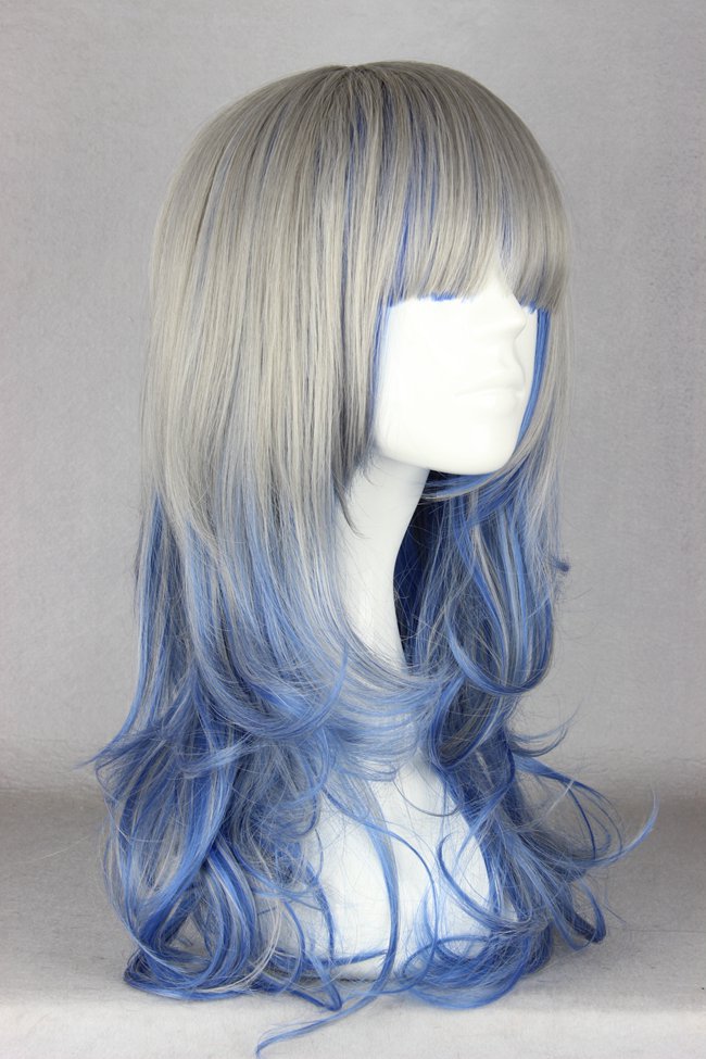 Japanese Lolita Style Gradient Color Long Wave Cosplay Wigs 24 Inches