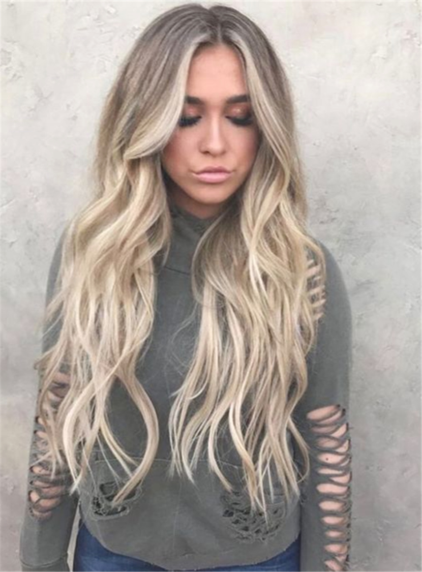 Balayage Hair Long Fashionable Wavy Enchanting Synthetic Hair Lace Front Women Wig 26 Inches
