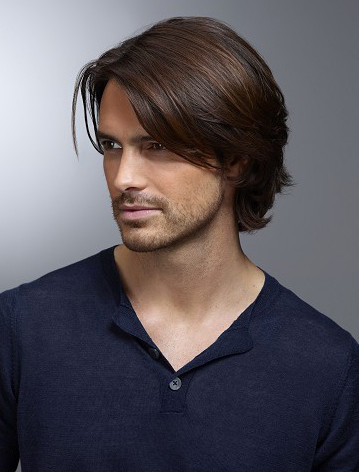 Men's Short Layered Hairstyle Wavy Human Hair Wigs Side Parting Full Lace Wigs