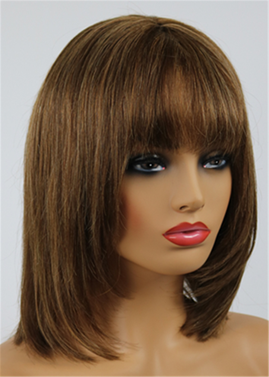 Custom Pretty Heidi Klum Bob Hairstyle Layered Straight Wig 100% Human Hair 12 Inches