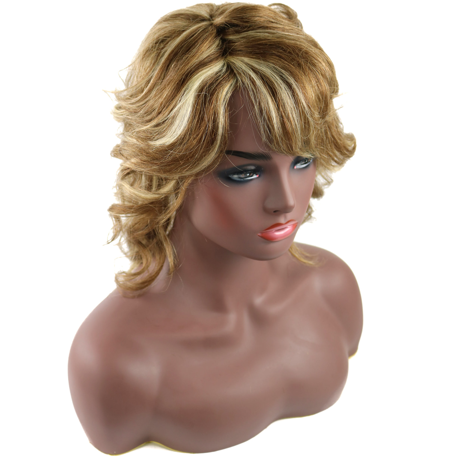 Long Layered Wavy Capless Wigs 100% Human Hair 14 Inches