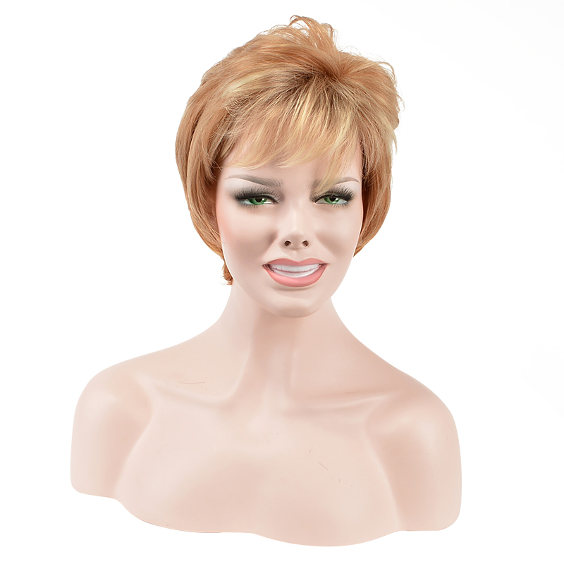 Cool Style Jane Fonda Short Straight Layered Synthetic Capless Wigs 8 Inches
