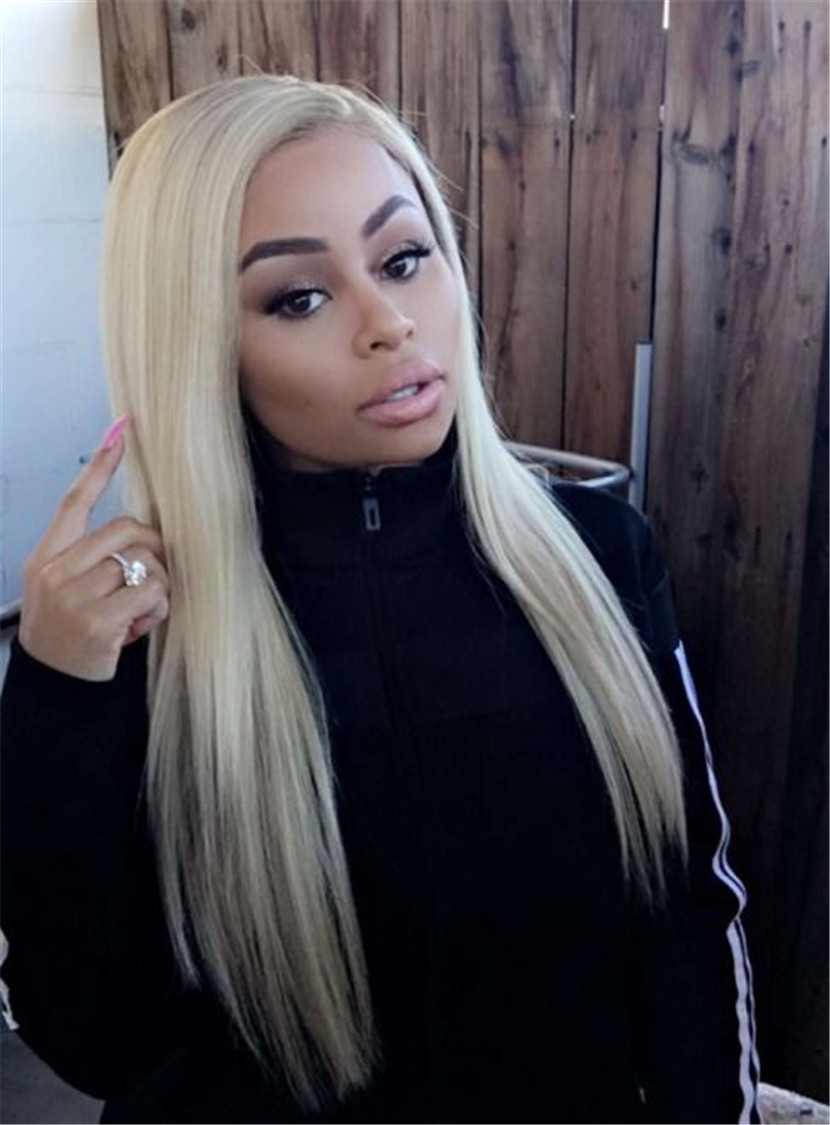 Blac Chyna Long Straight Lace Front Cap Human Hair Wig 18 Inches