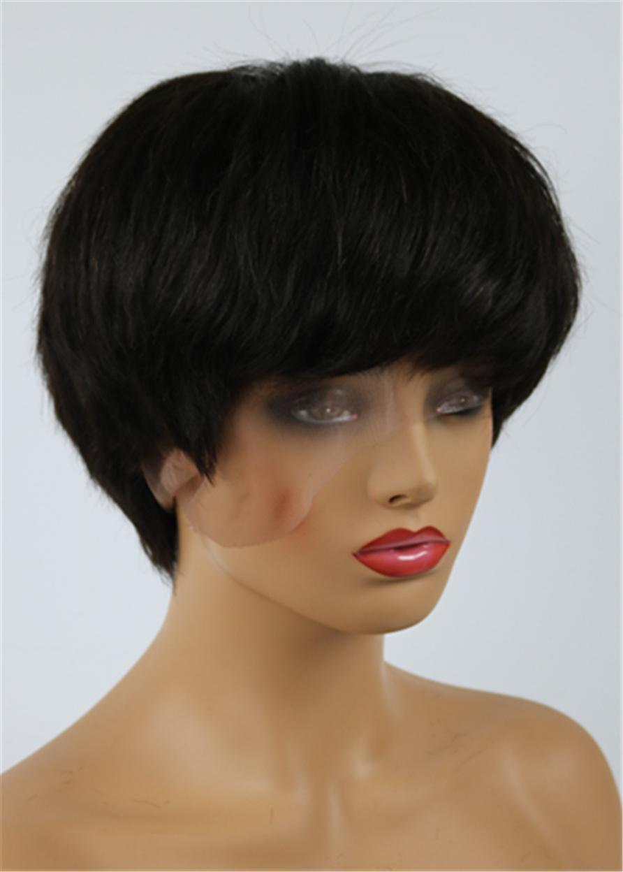 Jennifer Hudson Pixie Dark Brown Layered Celebrity Top Quality Short Natural African American Wigs Human Hair Full Lace 6 Inches