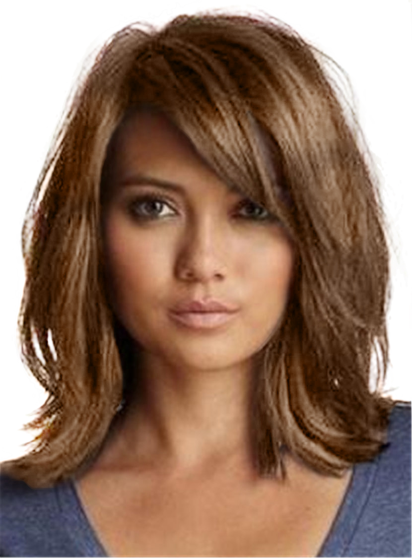 Loose Messy Lob Medium Wave Synthetic Hair With Bangs Capless Wigs 14 Inches