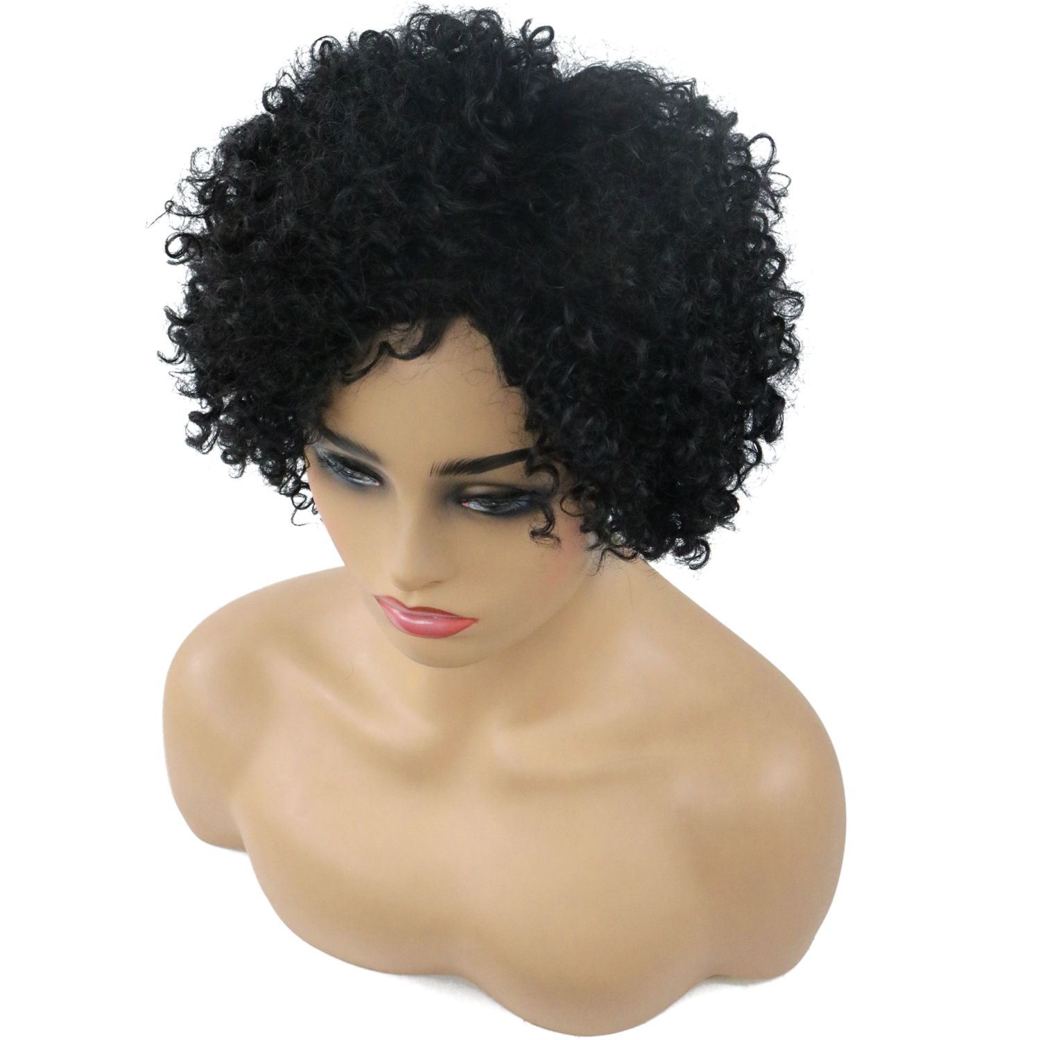 Kinky Curly Medium Synthetic Hair African American For Black Women Wig