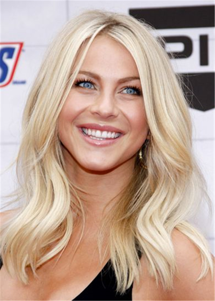 Long Wavy Hairstyle Blonde Human Hair Capless Women Wig 20 Inches
