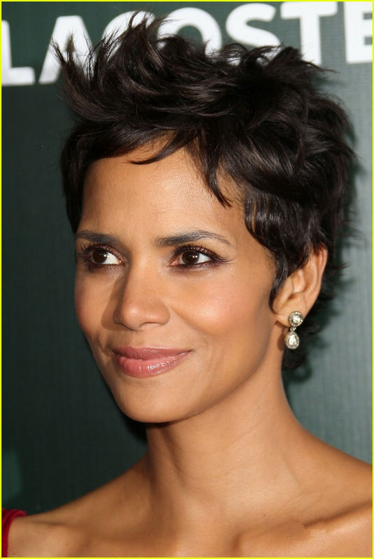Halle Berry's Graceful Hair Style Hand Tied Super Natural Short Straight 4 Inches