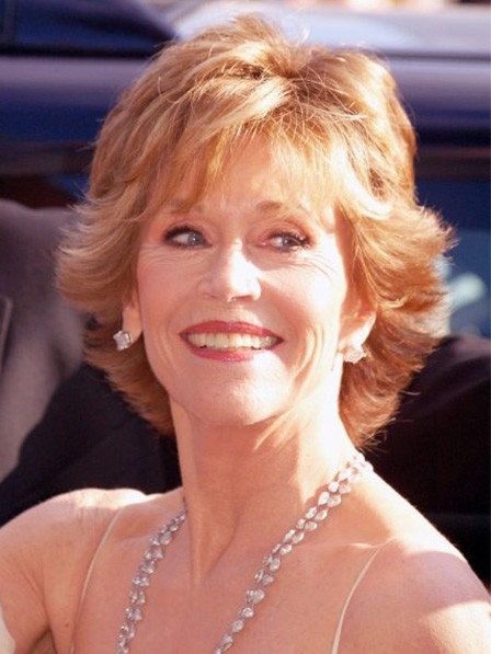 Jane Fonda Wigs Short Wavy Layered Lace Front Human Hair Wigs