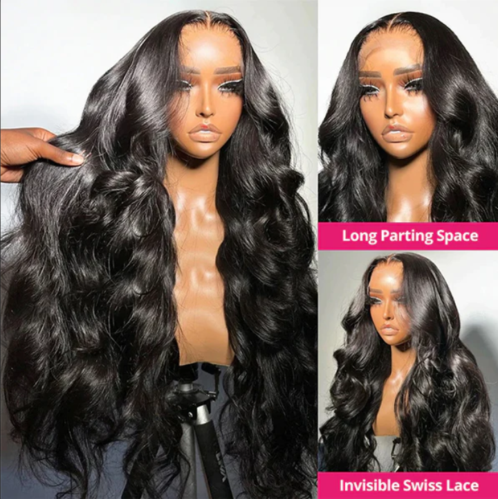 40 Inch Long 13x4 Glueless HD Transparent Lace Front Wigs Body Wave Human Hair Wigs