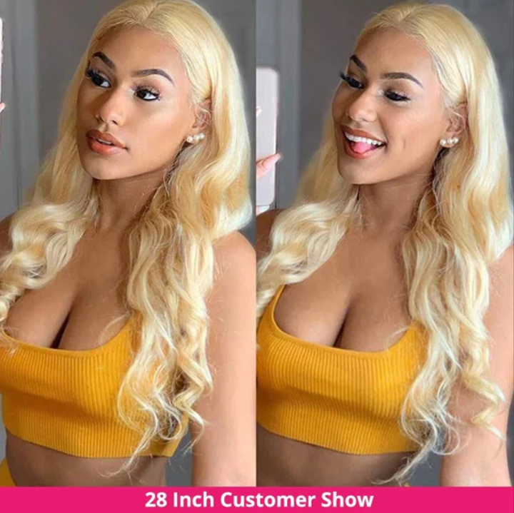30 Inch Blonde Body Wave Glueless HD Lace Front Wig 613 Transparent Frontal Wig 13x4 Human Hair Wigs