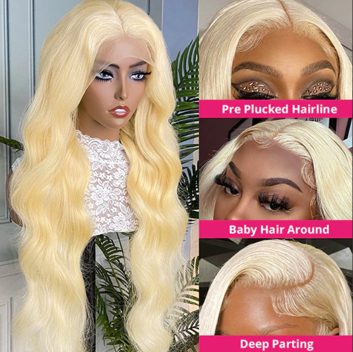30 Inch Blonde Body Wave Glueless HD Lace Front Wig 613 Transparent Frontal Wig 13x4 Human Hair Wigs