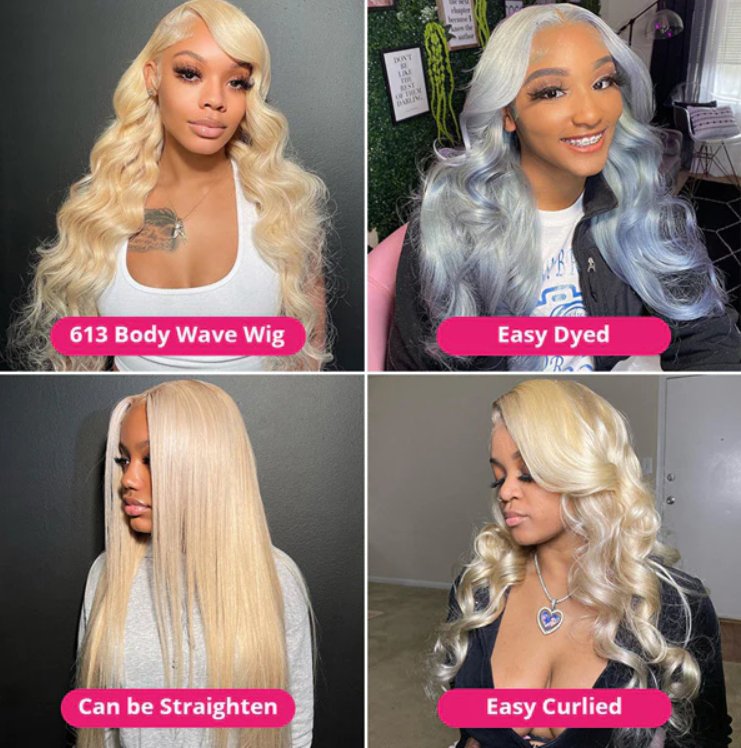 40 Inch Blonde Glueless Body Wave Human Hair Wigs 13x4 HD Transparent 613 Lace Front Wigs