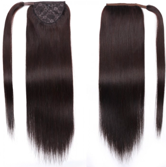 Clip In Ponytail Off Black Straight Human Hair Extension