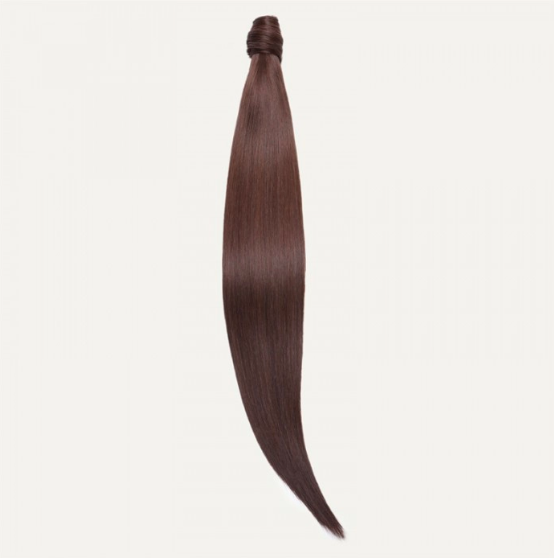 Dark Brown Clip In Ponytail Straight Human Hair Extension