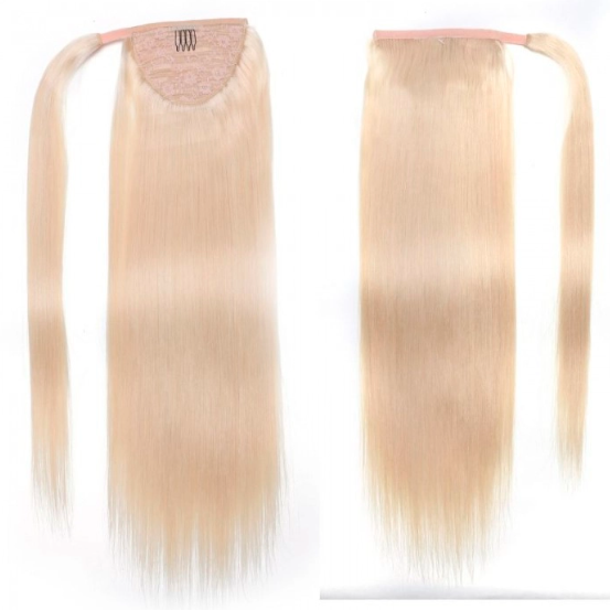 613 Blonde Straight Clip In Ponytail Extension Human Hair
