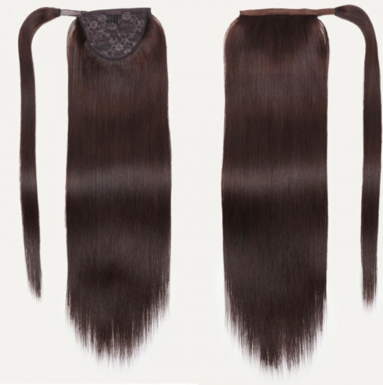 Clip In Ponytail Mocha Brown Straight Human Hair Extension
