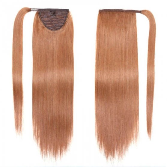 Clip In Extension Ponytail Ash Brown Straight Human Hair