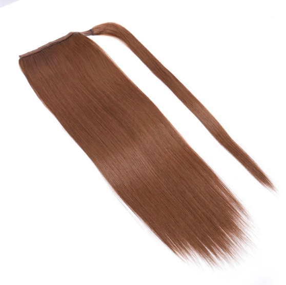 Clip In Ponytail Extension Chocolate Brown Straight Human Hair