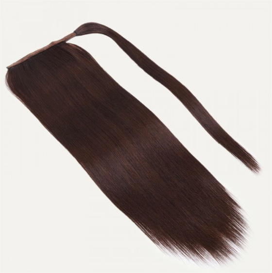 Clip In Ponytail Mocha Brown Straight Human Hair Extension
