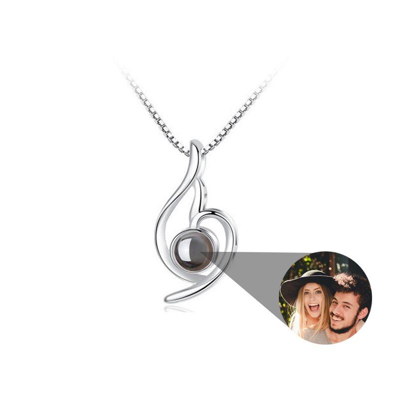 Sterling Silver Personalized Photo Projection Necklace Valentine's Day gift