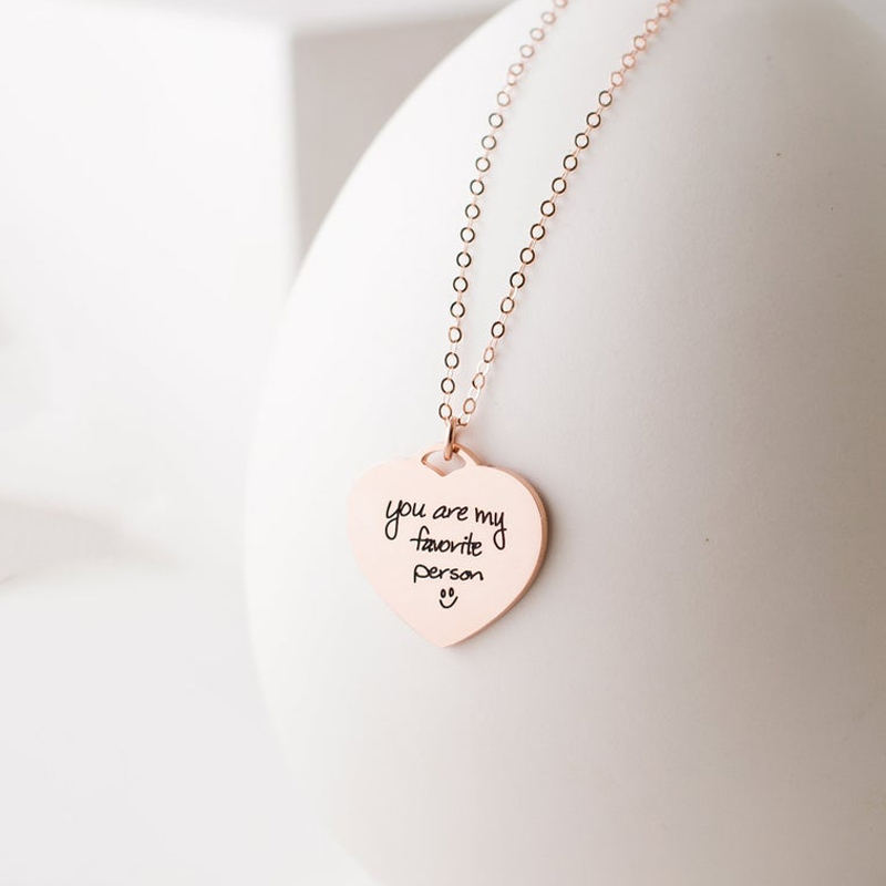 Actual Handwriting Heart Necklace-Handwriting Heart Charm-Mothers Day Gift For Her