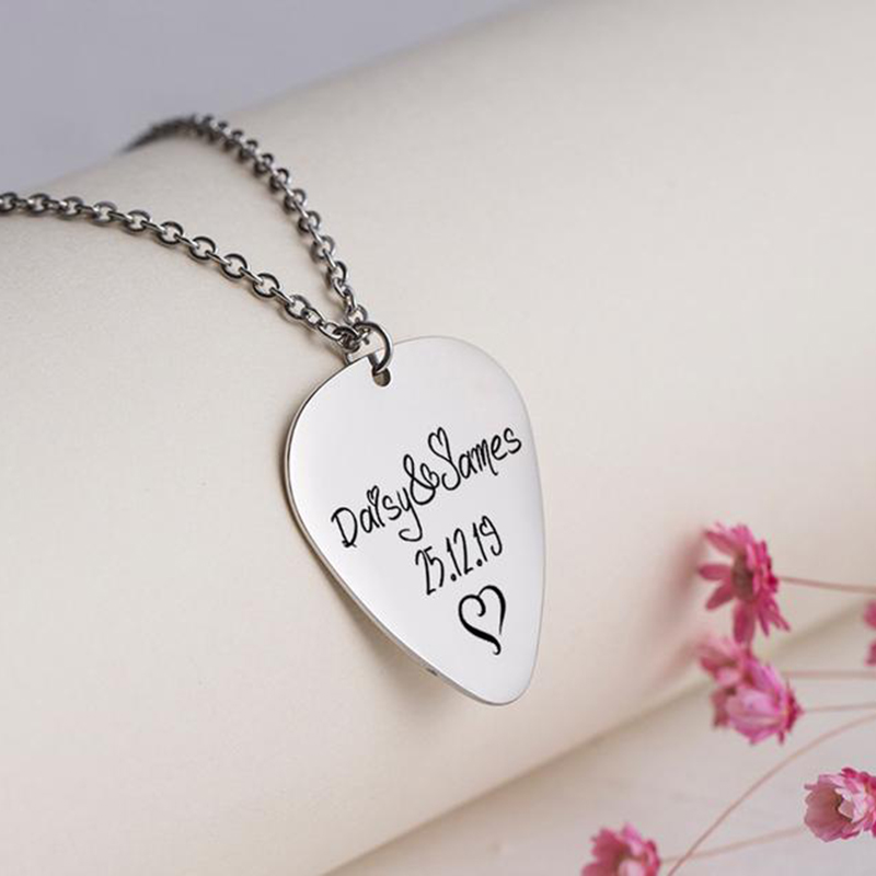 Custom Handwriting Necklace-Gift For Women-Baby Guitar Pick Necklace