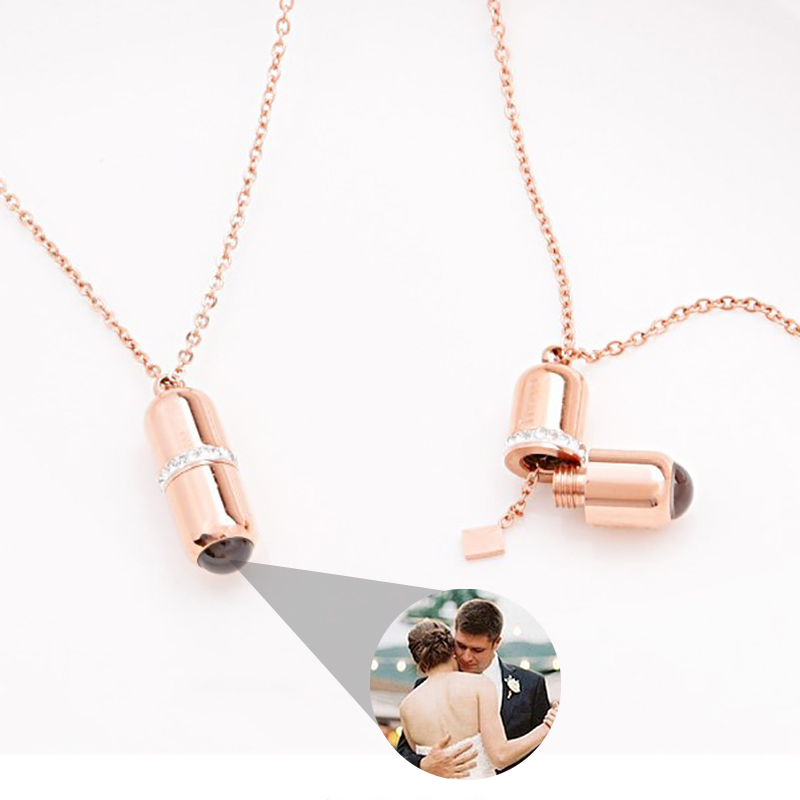 Personalized Photo Projection Necklace - Little pill