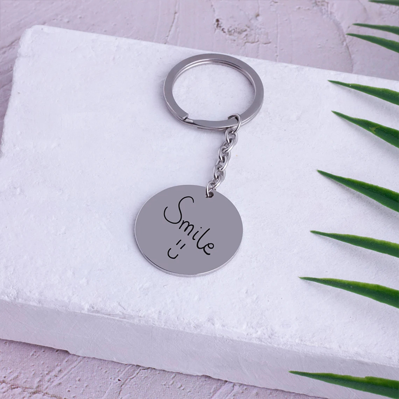 Personalized Handwriting Engraved Round Shaped Keychain
