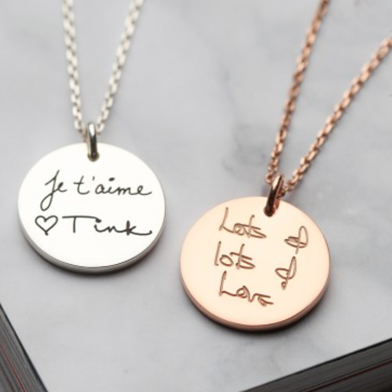 Disc Handwriting Necklace - Small