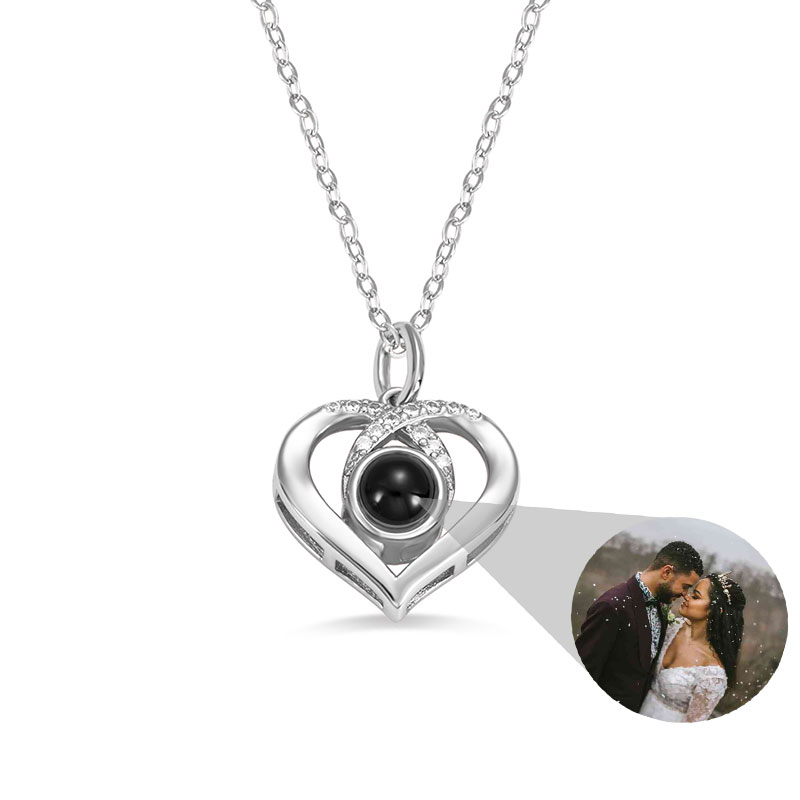 Personalized Photo Projection Necklace -Heart Love