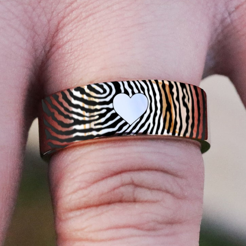 Personalized Engraved Ring With Fingerprint For Men