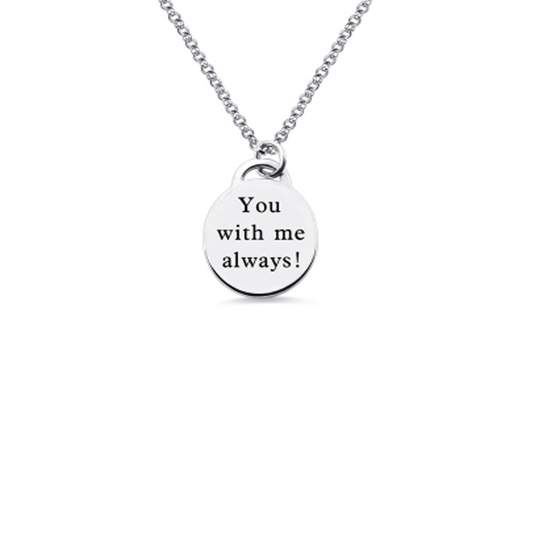 Personalized Fingerprint Jewelry Engraved Letters Sterling Silver Necklace