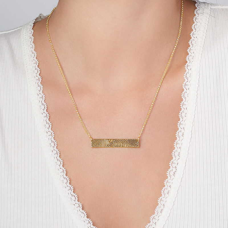 Fingerprint Bar Necklace with Back Engraving Personalized Fingerprint Jewelry