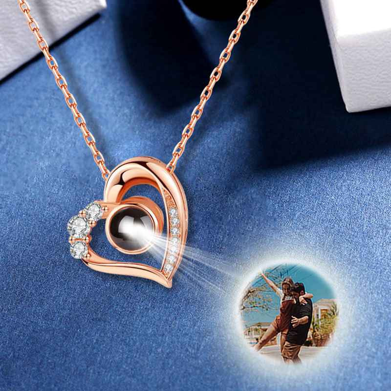 Sterling Silver Personalized Photo Projection Necklace To Lover-My Heart Will Go On