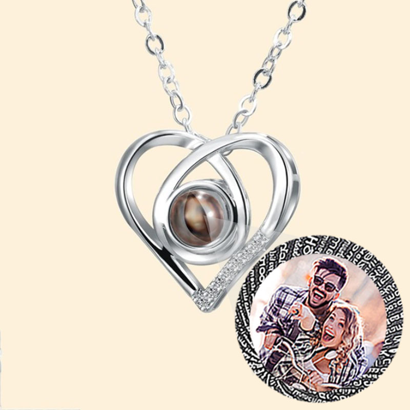 Personalized Photo Projection Necklace-Sparkling Heart