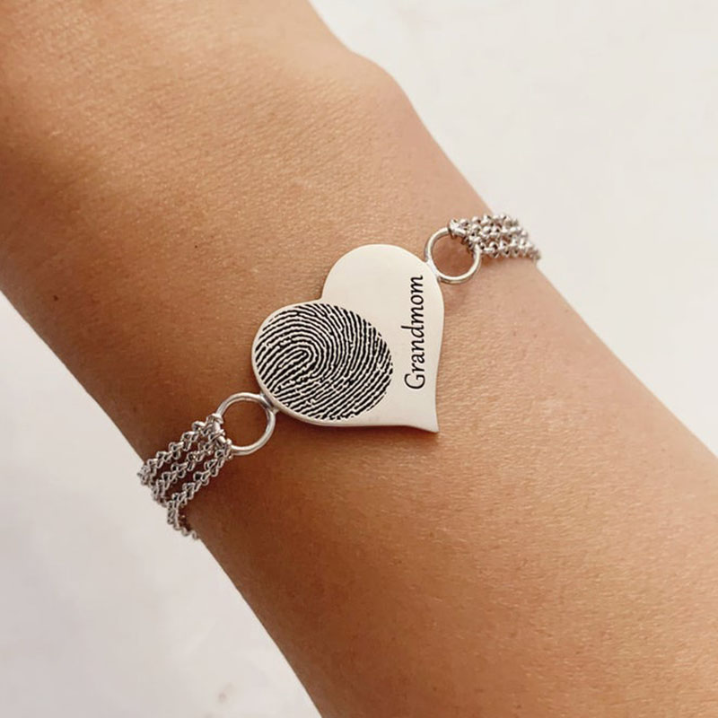 Heart-sharp Fingerprint Chains Bracelet-Handwriting Chain Bracelets