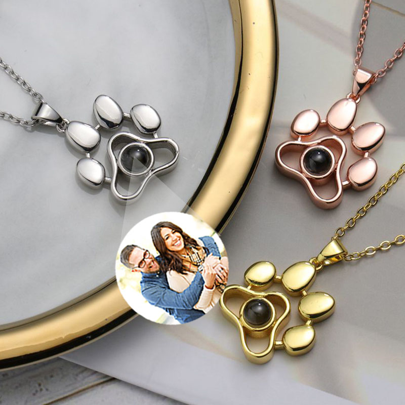 Personalized Photo Projection Necklace - Cute Pet Paw