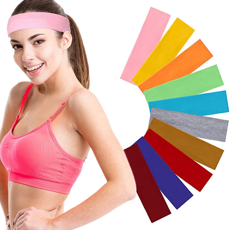 Pure color headband women's sports sweat-absorbing headband wash face bundle hair headband simple all-match elastic headband