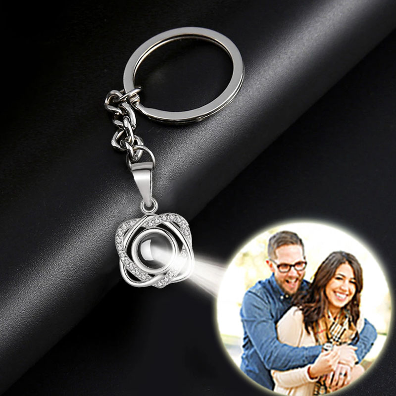 Personalized Photo Projection Keychain-Double Heart