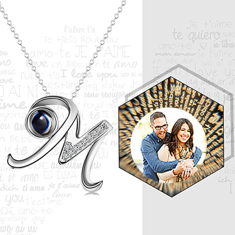 Sterling Silver Personalized Photo Projection Necklace-Mom