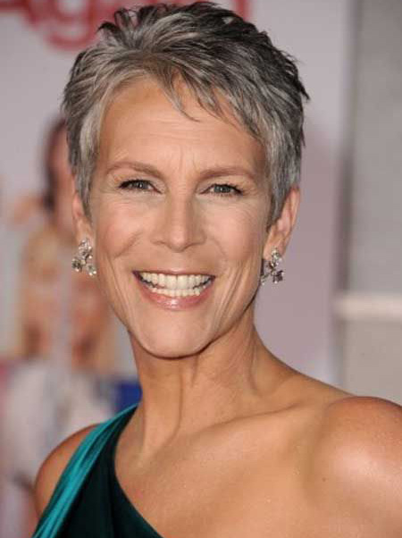 Short Straight Capless Remy Human Hair Jamie Lee Curtis Wigs 8 Inches