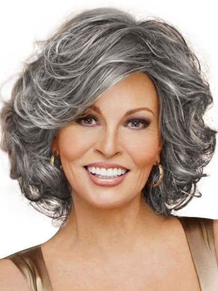 Raquel Welch Grey Wigs Wavy Layered Lace Front Human Hair Wigs